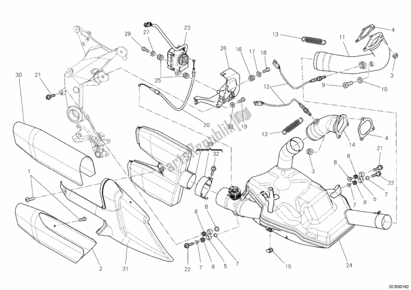 Alle onderdelen voor de Uitlaatsysteem van de Ducati Multistrada 1200 S Sport 2011